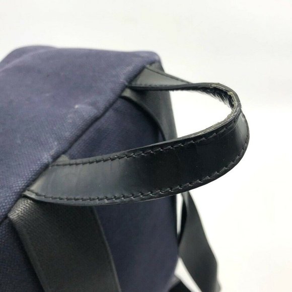AUTH BALENCIAGA 392007 Backpack-Bag Canvas x Leather Navy/Black - Picture 6 of 8